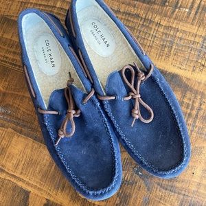 Cole Haan Grand.Os - Blue Suede Leather Lined Driving Loafers